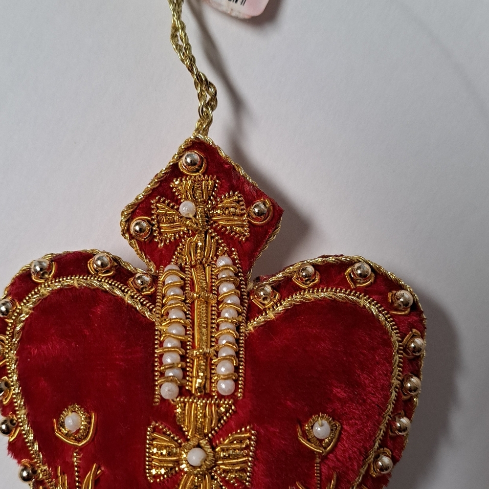 Ornament Glastonbury Abbey red crown  new with tags